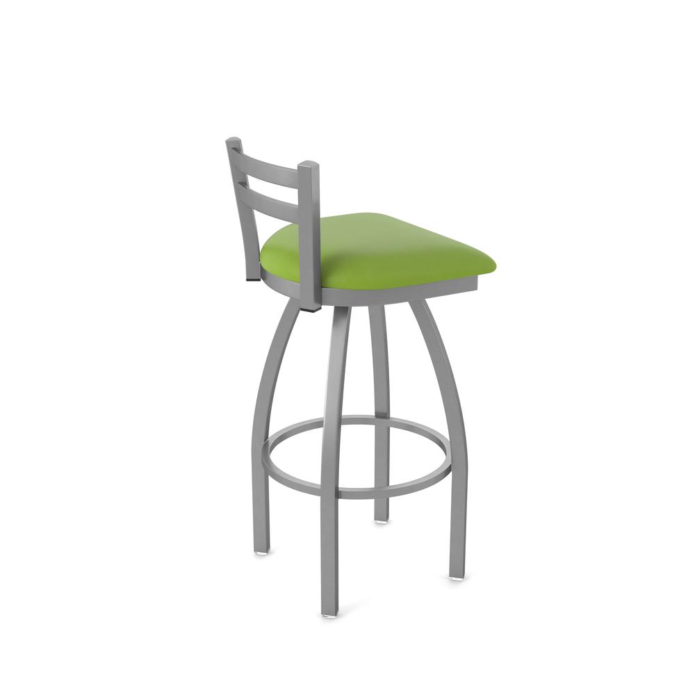411 Jackie Low Back Stainless Steel 30" Swivel Bar Stool with Canter Kiwi Green Seat. Picture 2