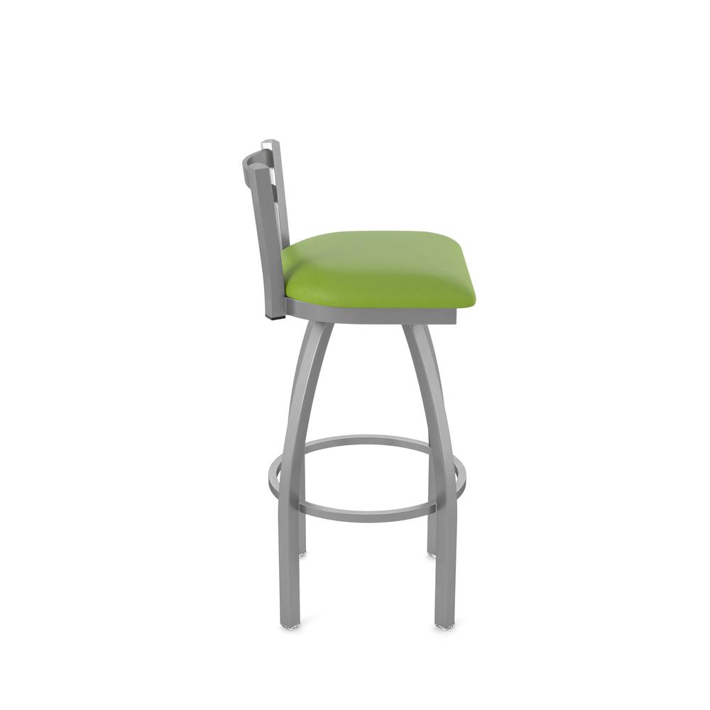 411 Jackie Low Back Stainless Steel 30" Swivel Bar Stool with Canter Kiwi Green Seat. Picture 4