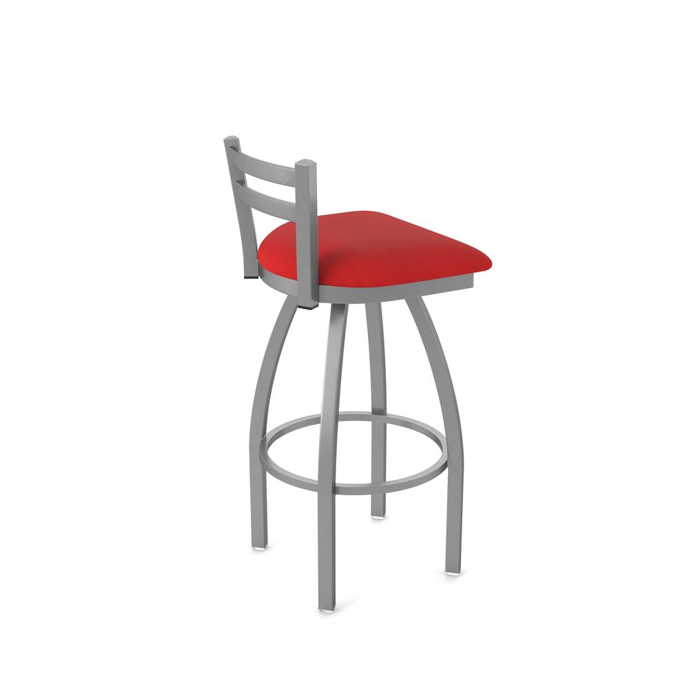 411 Jackie Low Back Stainless Steel 30" Swivel Bar Stool with Canter Red Seat. Picture 2