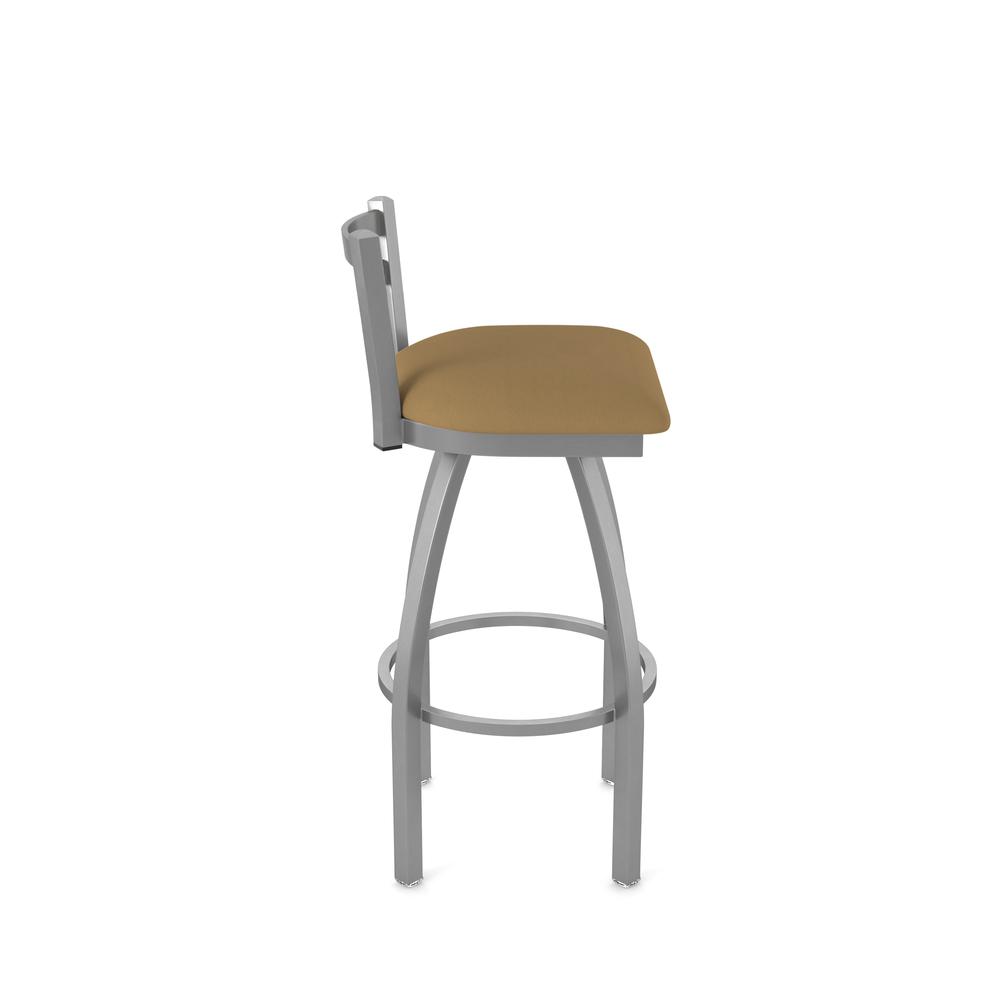 411 Jackie Low Back Stainless Steel 30" Swivel Bar Stool with Canter Saddle Seat. Picture 4
