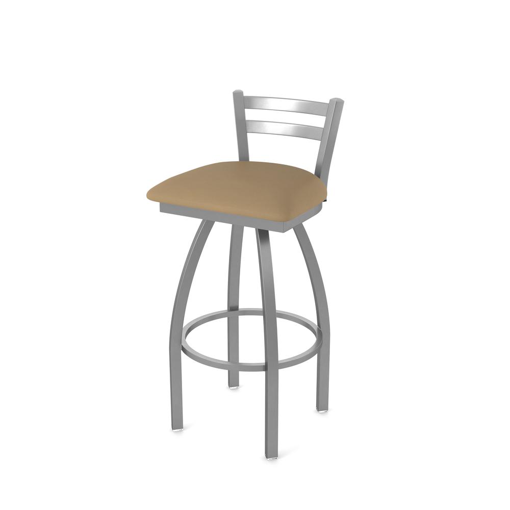 411 Jackie Low Back Stainless Steel 30" Swivel Bar Stool with Canter Sand Seat. Picture 2