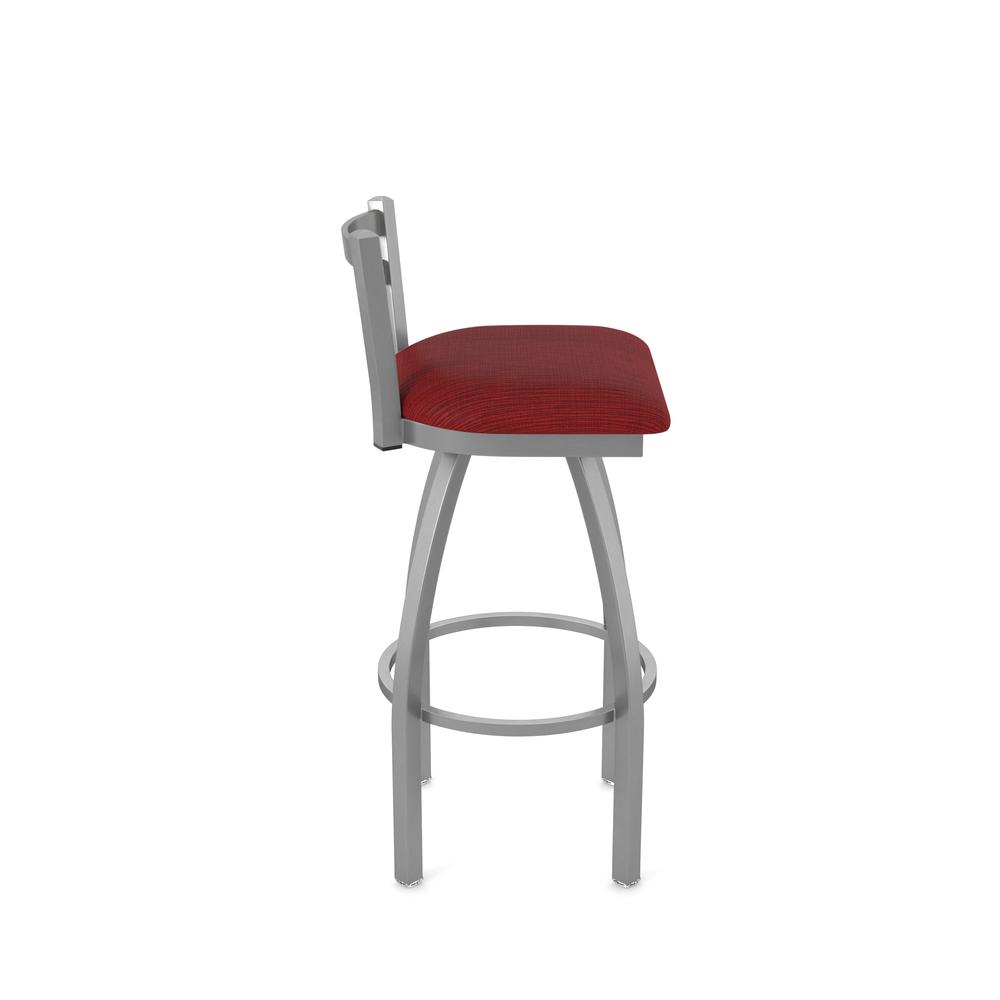 411 Jackie Low Back Stainless Steel 30" Swivel Bar Stool with Graph Ruby Seat. Picture 4