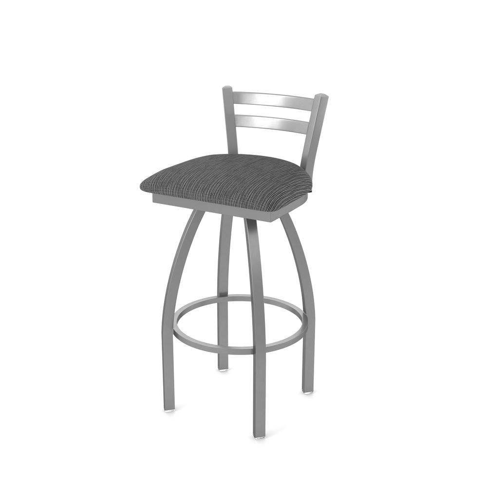 411 Jackie Low Back Stainless Steel 30" Swivel Bar Stool with Graph Coal Seat. Picture 1