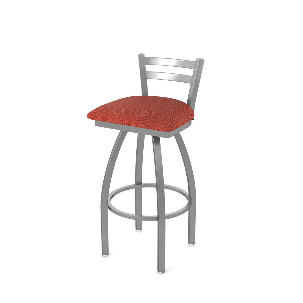 411 Jackie Low Back Stainless Steel 30" Swivel Bar Stool with Graph Poppy Seat. Picture 1