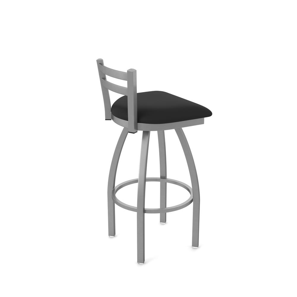 411 Jackie Low Back Stainless Steel 30" Swivel Bar Stool with Black Vinyl Seat. Picture 2