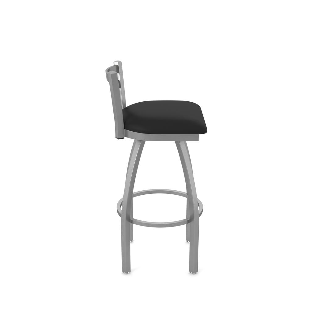 411 Jackie Low Back Stainless Steel 30" Swivel Bar Stool with Black Vinyl Seat. Picture 4