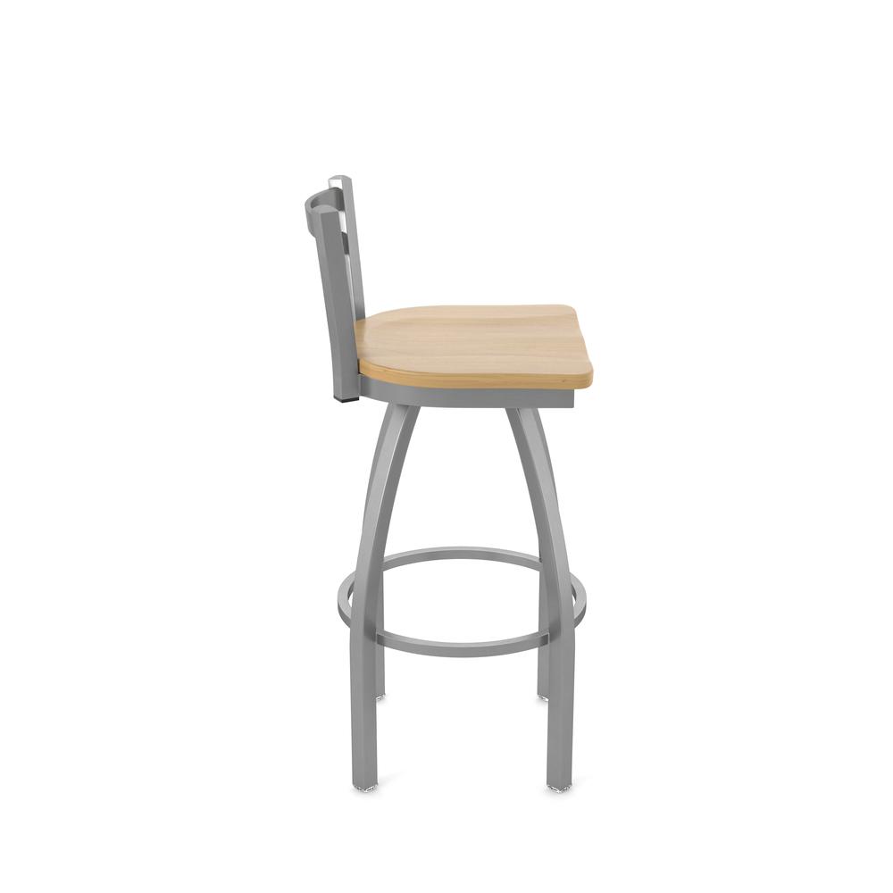 411 Jackie Low Back Stainless Steel 30" Swivel Bar Stool with Natural Maple Seat. Picture 4