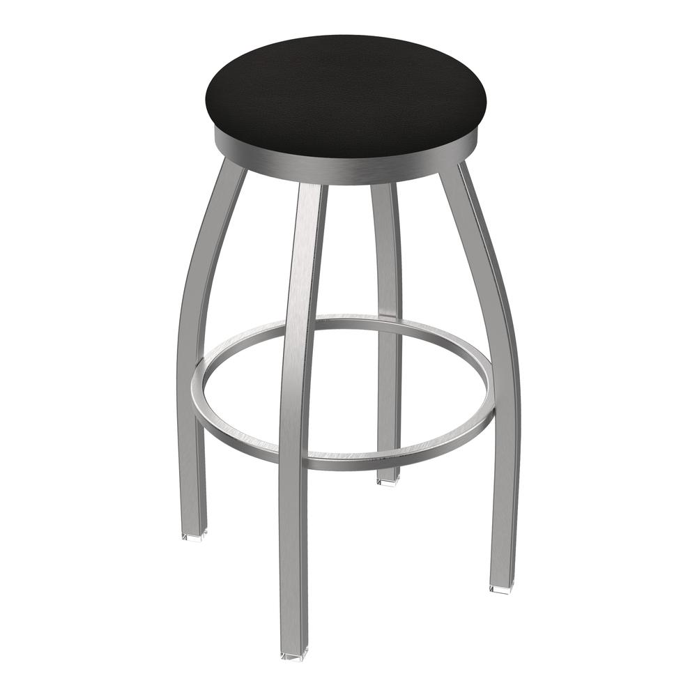 802 Misha Stainless Steel 30" Swivel Bar Stool with Canter Espresso Seat. Picture 1