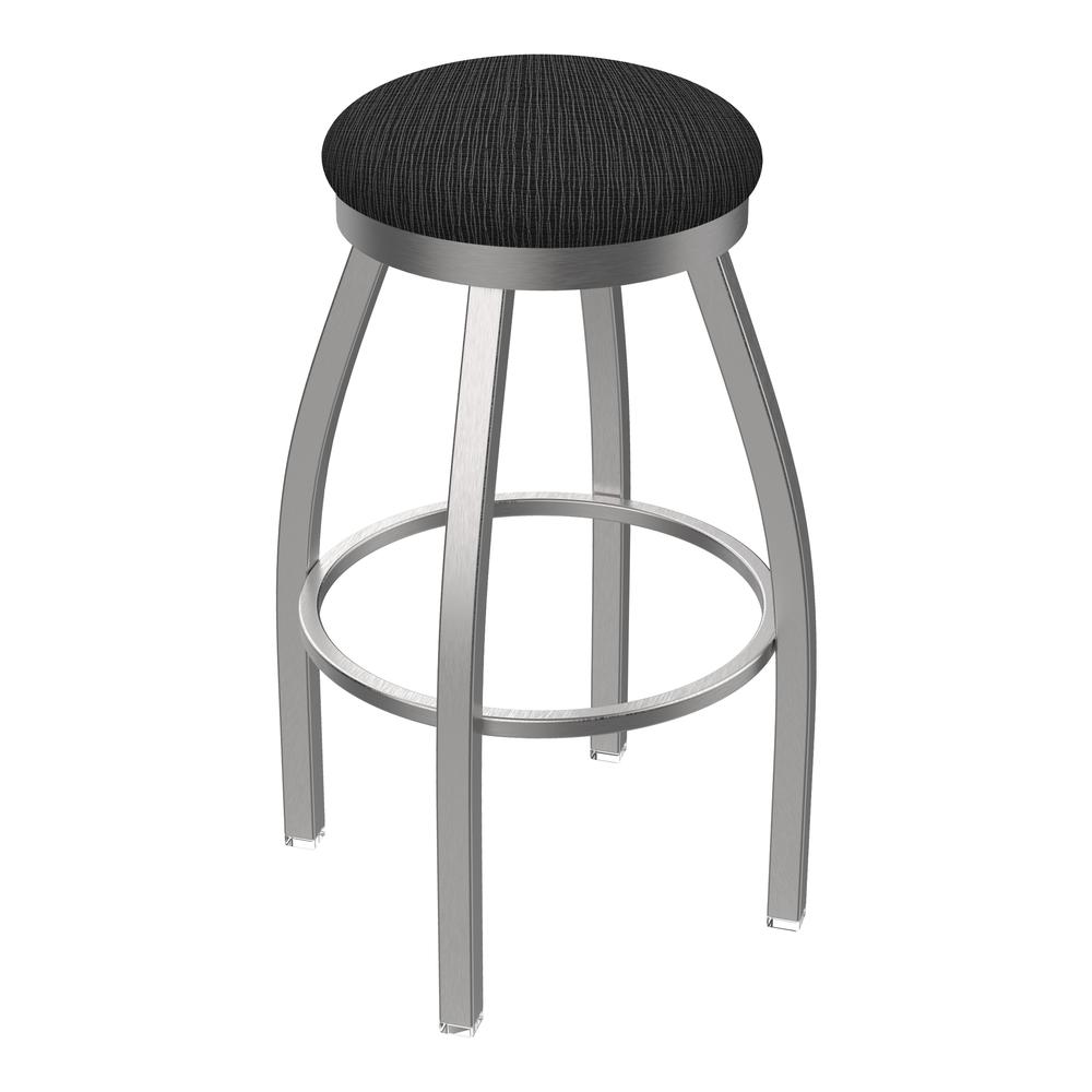 802 Misha Stainless Steel 30" Swivel Bar Stool with Graph Coal Seat. Picture 1