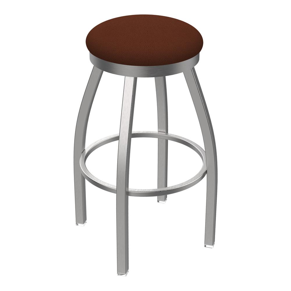 802 Misha Stainless Steel 30" Swivel Bar Stool with Rein Adobe Seat. Picture 1