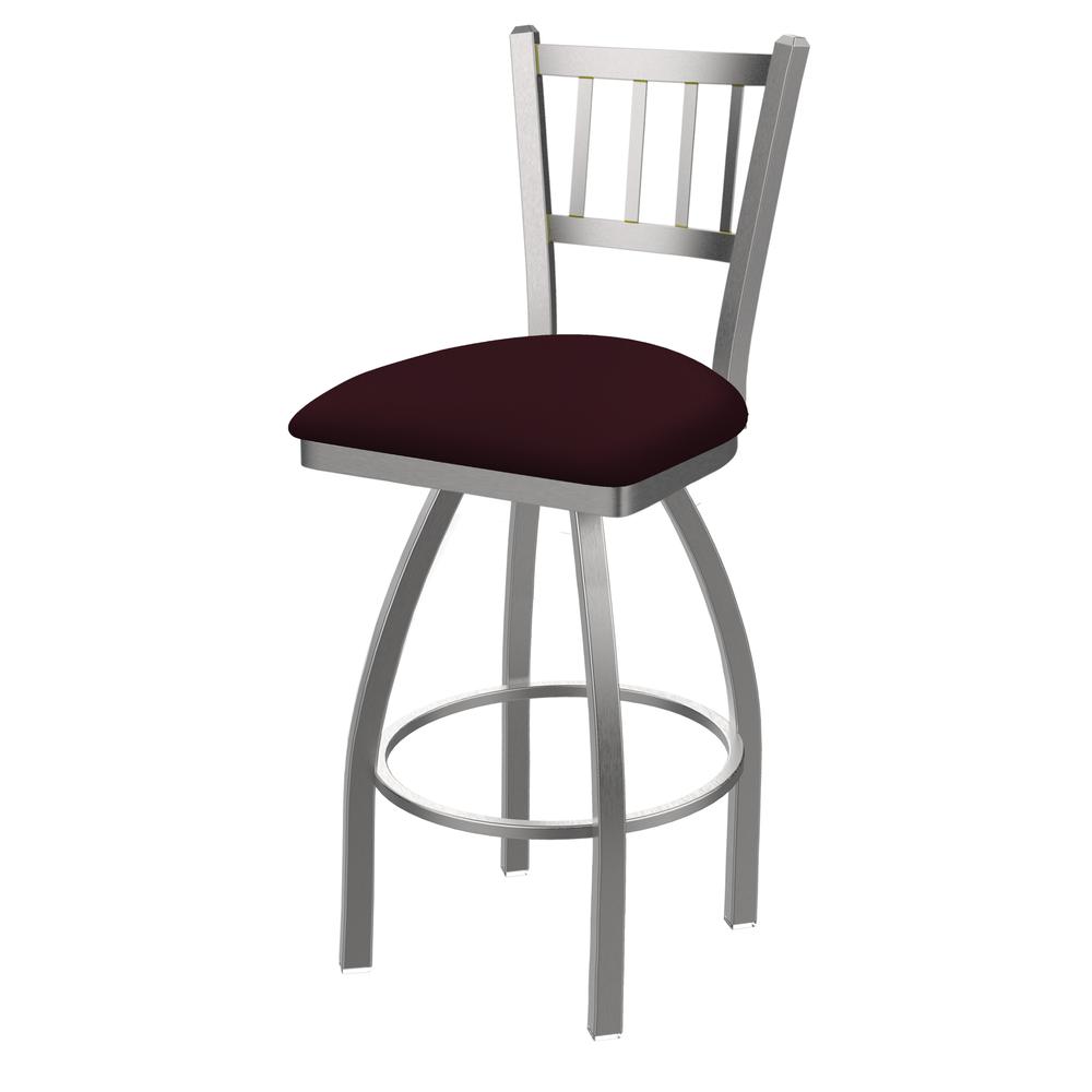 810 Contessa Stainless Steel 30" Swivel Bar Stool with Canter Bordeaux Seat. Picture 1