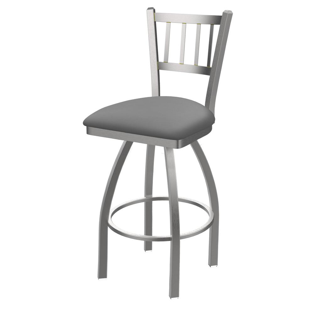 810 Contessa Stainless Steel 30" Swivel Bar Stool with Canter Folkstone Grey Seat. Picture 1
