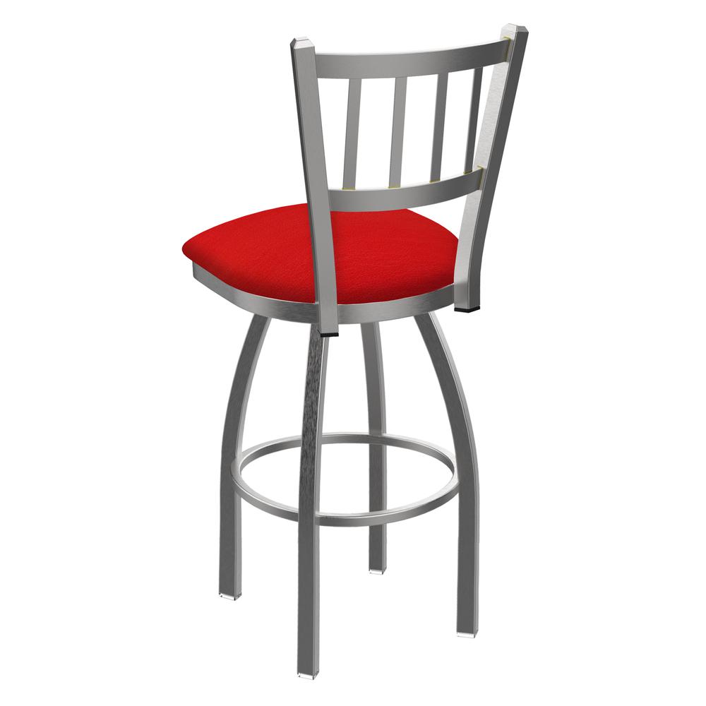 810 Contessa Stainless Steel 30" Swivel Bar Stool with Canter Red Seat. Picture 2