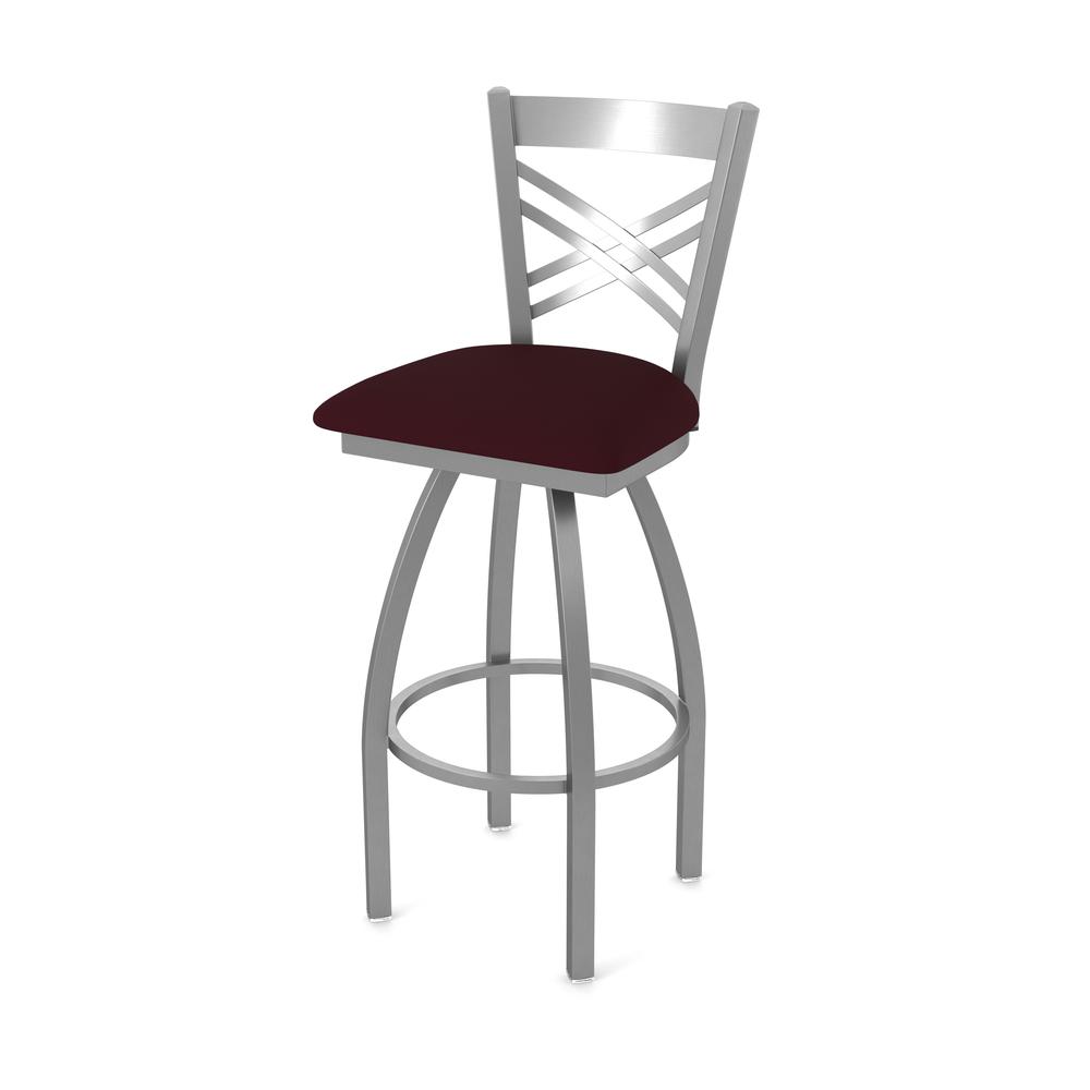 820 Catalina Stainless Steel 30" Swivel Bar Stool with Canter Bordeaux Seat. Picture 1