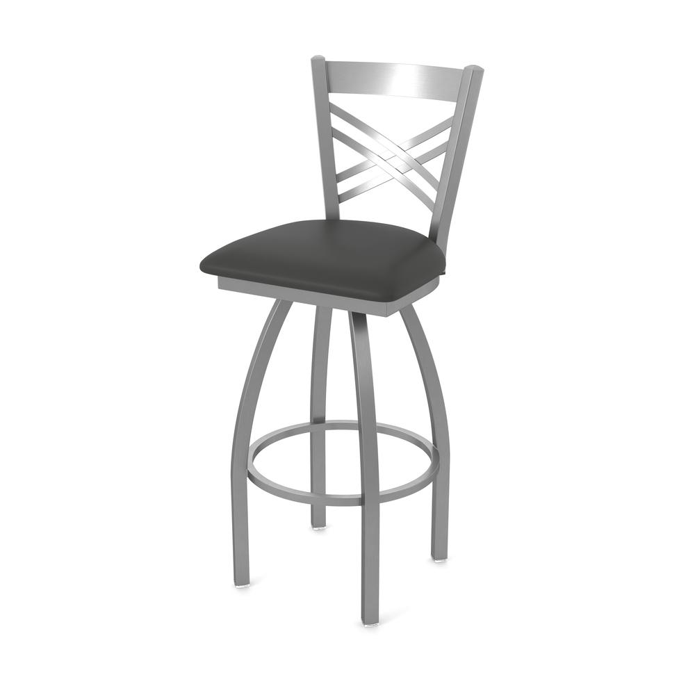 820 Catalina Stainless Steel 30" Swivel Bar Stool with Canter Iron Seat. Picture 1