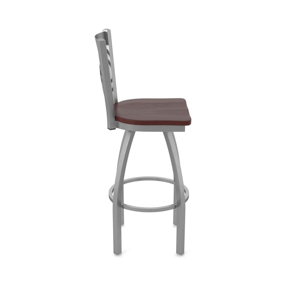 820 Catalina Stainless Steel 30" Swivel Bar Stool with Dark Cherry Oak Seat. Picture 4