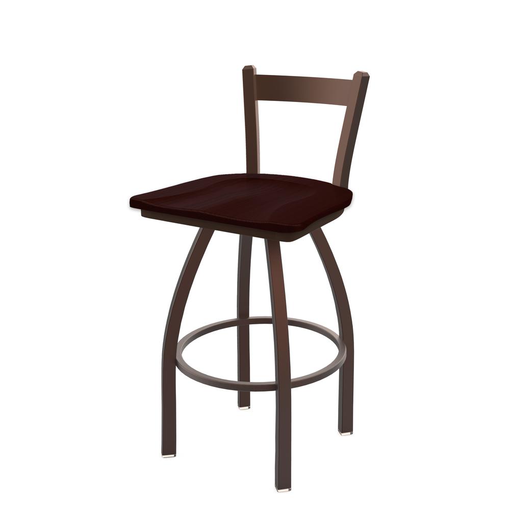 821 Catalina 30" Low Back Swivel Bar Stool with Bronze Finish and Dark Cherry Oak Seat. The main picture.