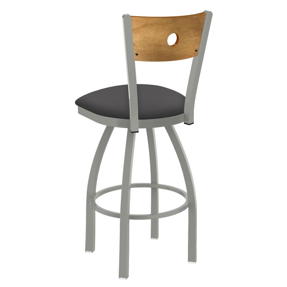 830 Voltaire 36" Swivel Counter Stool with Anodized Nickel Finish, Medium Back, and Canter Storm Seat. Picture 2