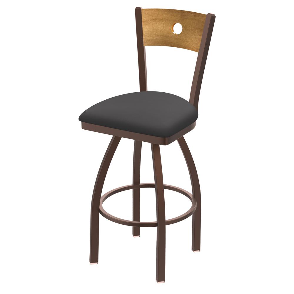 830 Voltaire 30" Swivel Counter Stool with Bronze Finish, Medium Back, and Canter Storm Seat. Picture 1