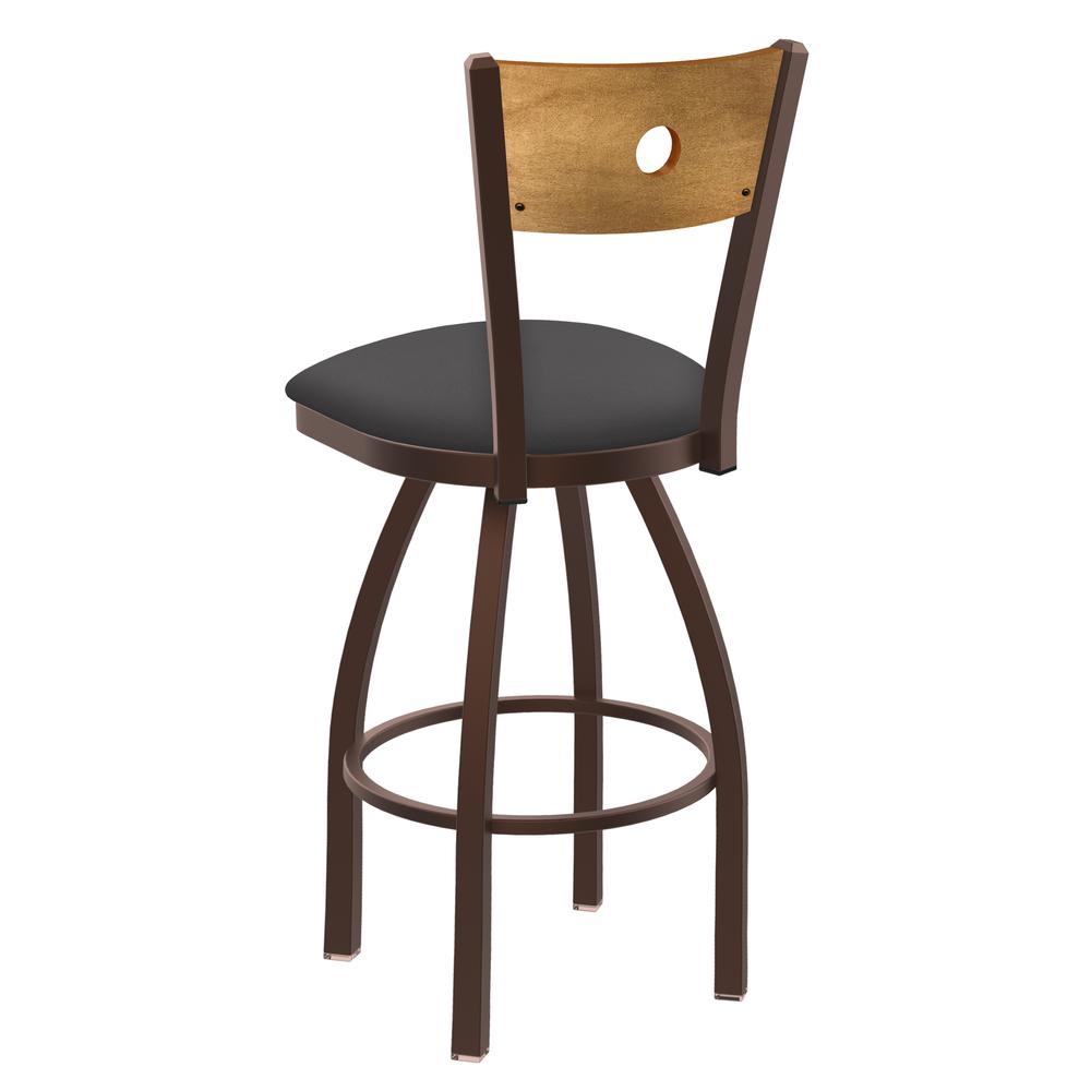 830 Voltaire 36" Swivel Counter Stool with Bronze Finish, Medium Back, and Canter Storm Seat. Picture 2