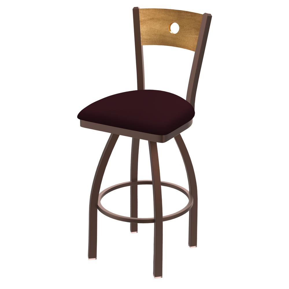 830 Voltaire 30" Swivel Counter Stool with Bronze Finish, Medium Back, and Canter Bordeaux Seat. Picture 1