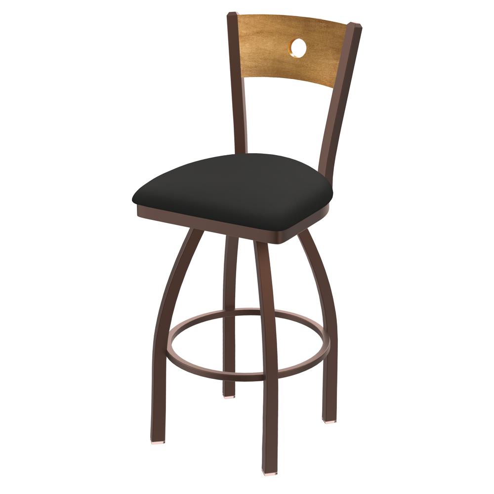 830 Voltaire 36" Swivel Counter Stool with Bronze Finish, Medium Back, and Canter Iron Seat. Picture 1