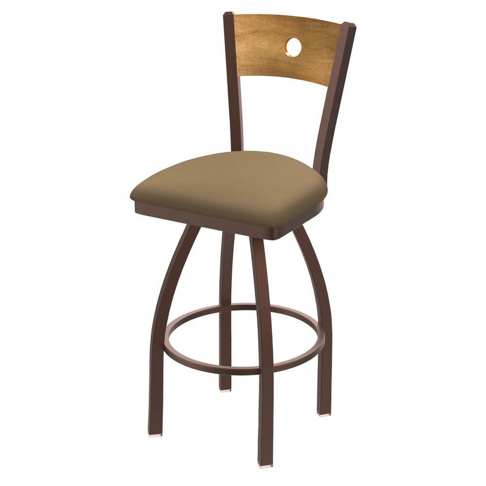 830 Voltaire 30" Swivel Counter Stool with Bronze Finish, Medium Back, and Canter Sand Seat. Picture 1