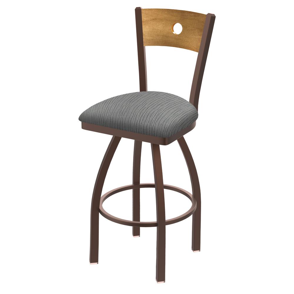 830 Voltaire 36" Swivel Counter Stool with Bronze Finish, Medium Back, and Graph Alpine Seat. Picture 1