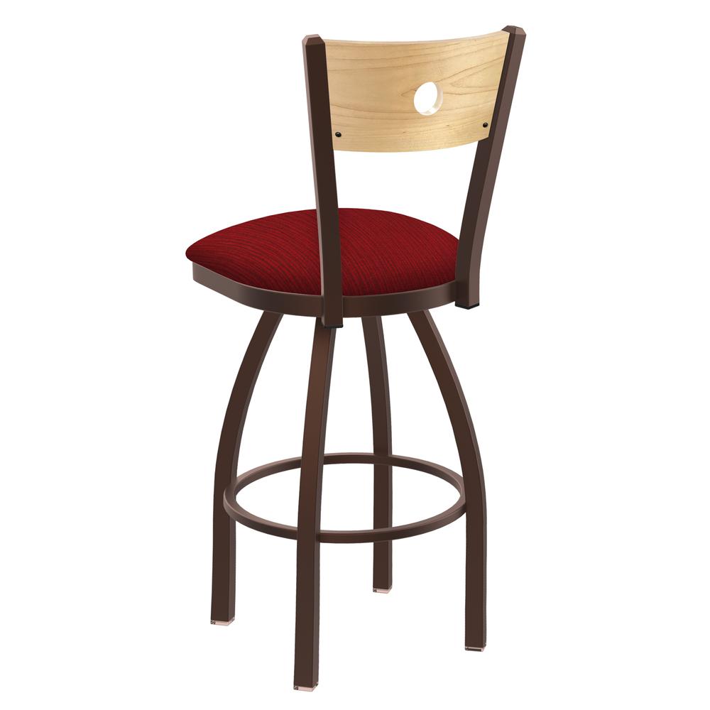830 Voltaire 36" Swivel Counter Stool with Bronze Finish, Natural Back, and Graph Ruby Seat. Picture 2