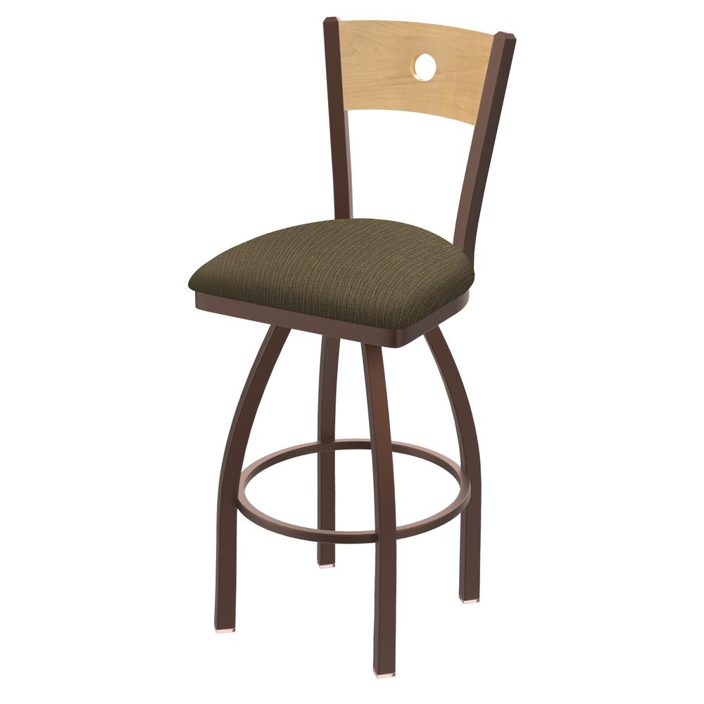 830 Voltaire 30" Swivel Counter Stool with Bronze Finish, Natural Back, and Graph Cork Seat. The main picture.