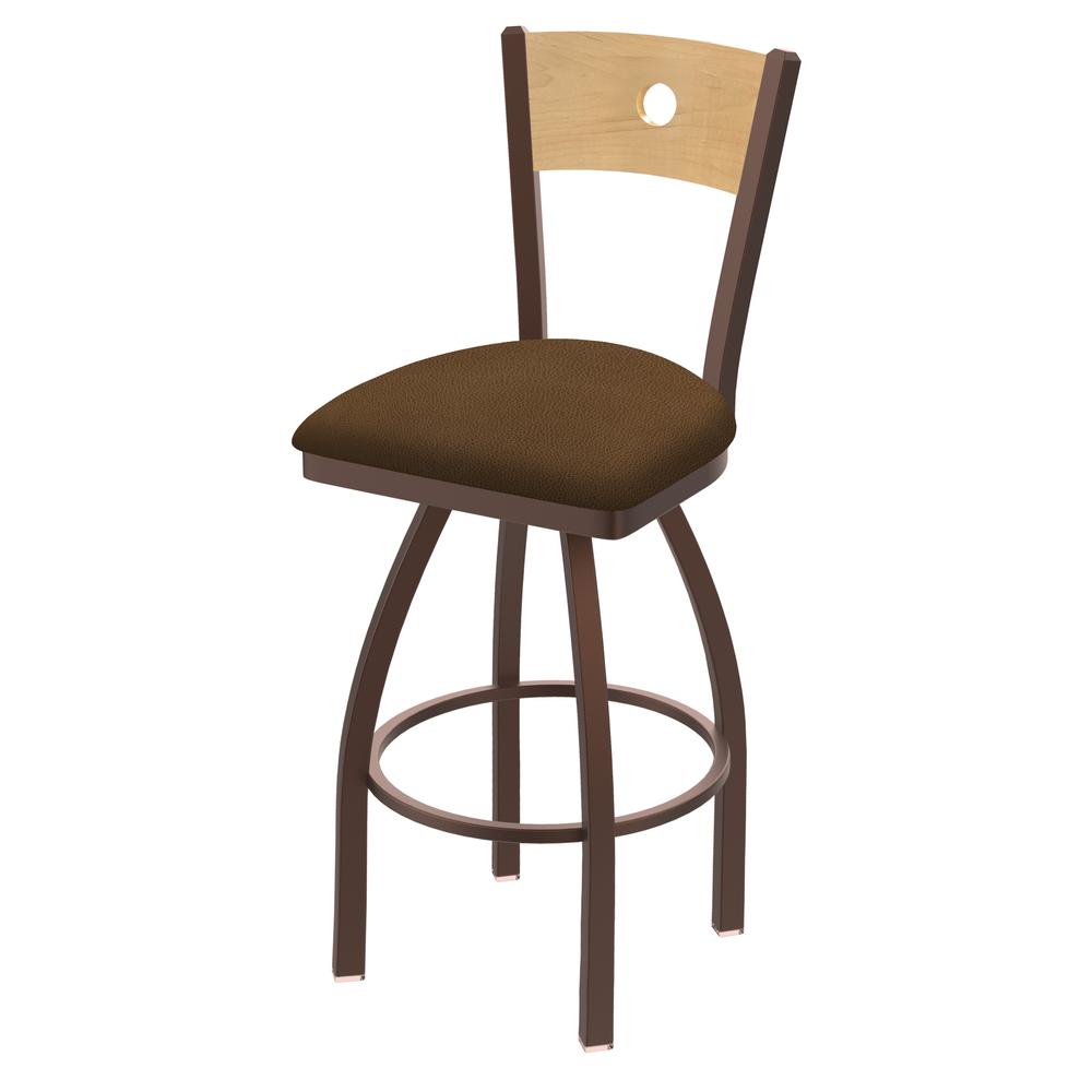 830 Voltaire 36" Swivel Counter Stool with Bronze Finish, Natural Back, and Rein Thatch Seat. Picture 1