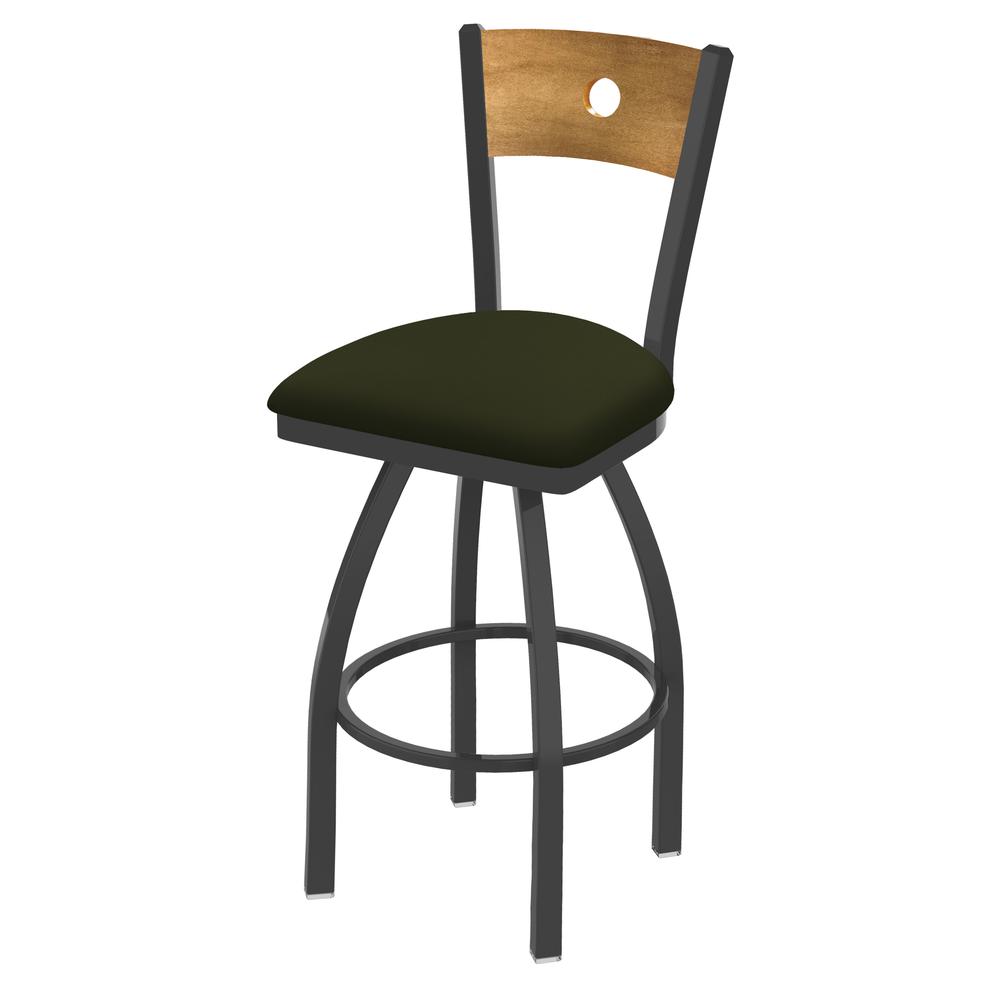 830 Voltaire 30" Swivel Counter Stool with Pewter Finish, Medium Back, and Canter Pine Seat. Picture 1