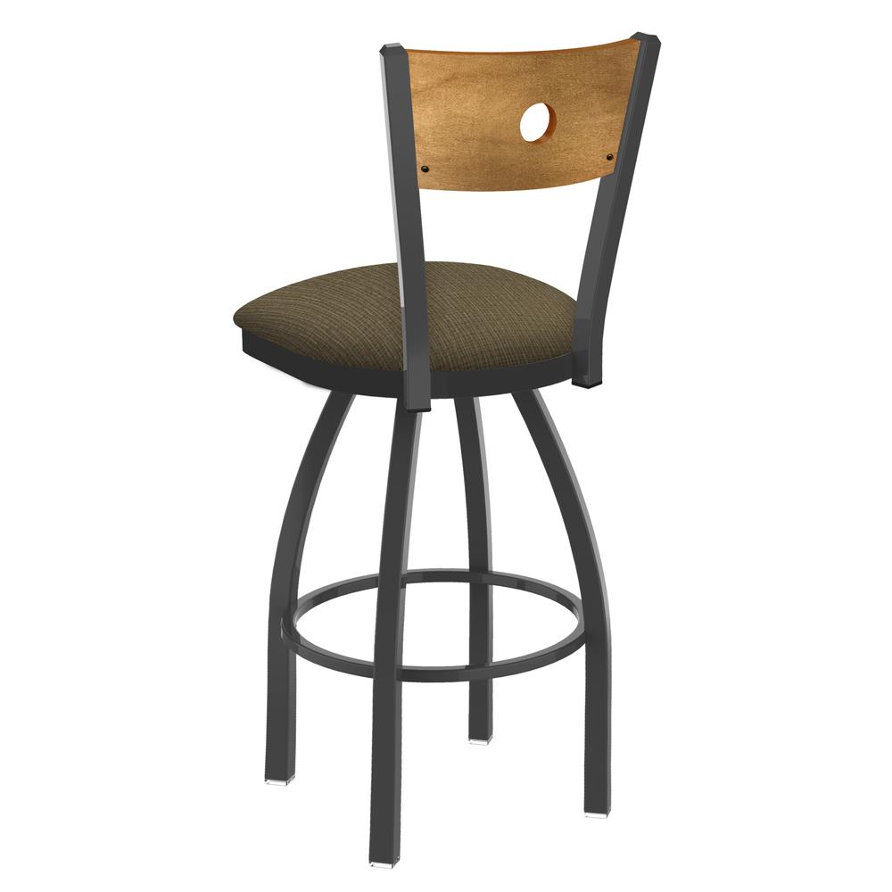 830 Voltaire 36" Swivel Counter Stool with Pewter Finish, Medium Back, and Graph Cork Seat. Picture 2
