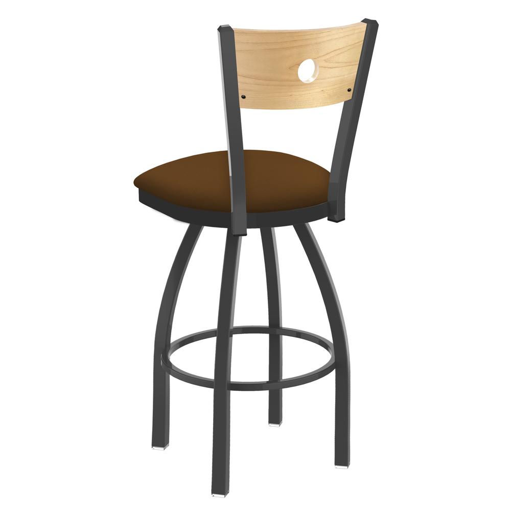 830 Voltaire 36" Swivel Counter Stool with Pewter Finish, Natural Back, and Canter Thatch Seat. Picture 2