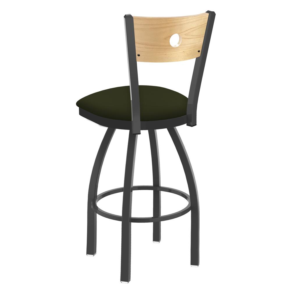 830 Voltaire 36" Swivel Counter Stool with Pewter Finish, Natural Back, and Canter Pine Seat. Picture 2