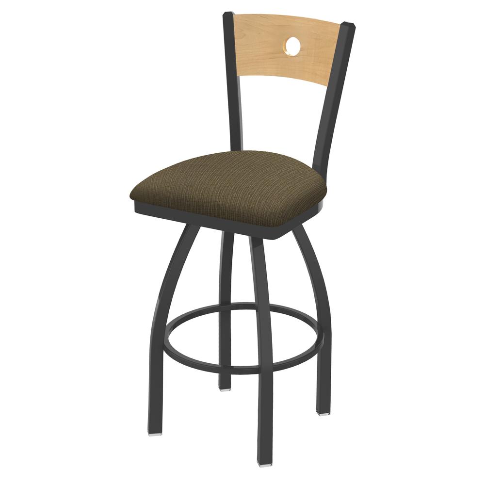 830 Voltaire 30" Swivel Counter Stool with Pewter Finish, Natural Back, and Graph Cork Seat. The main picture.