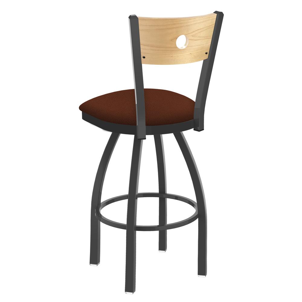 830 Voltaire 36" Swivel Counter Stool with Pewter Finish, Natural Back, and Rein Adobe Seat. Picture 2