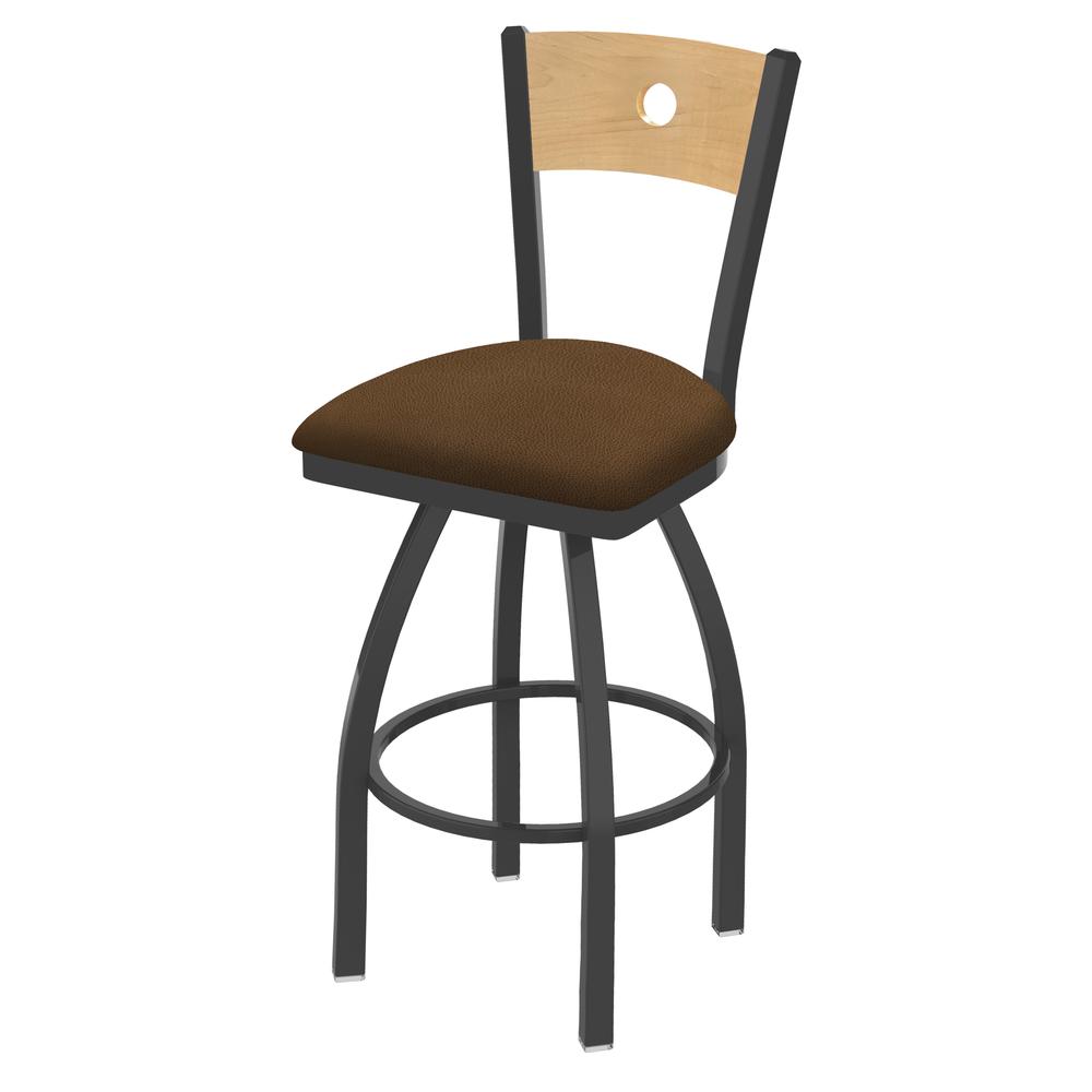 830 Voltaire 30" Swivel Counter Stool with Pewter Finish, Natural Back, and Rein Thatch Seat. Picture 1