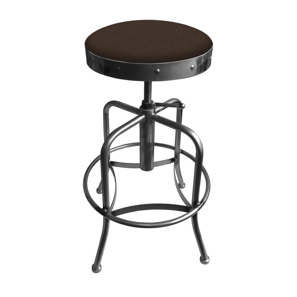 910 Industrial-Adjustable Stool with Clear Coat Finish and Rein Coffee Seat. Picture 2