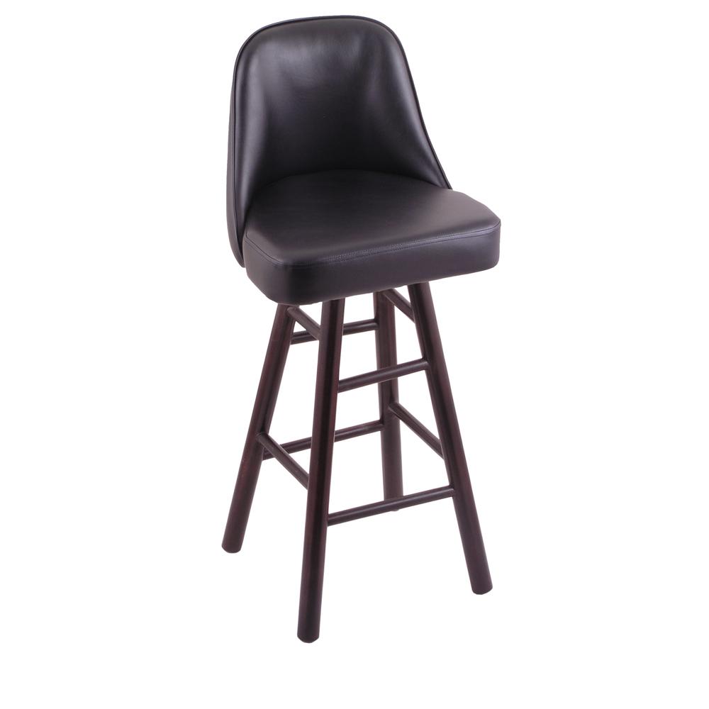 Grizzly 30" Swivel Bar Stool with Smooth Maple Legs, Dark Cherry Finish. Picture 1