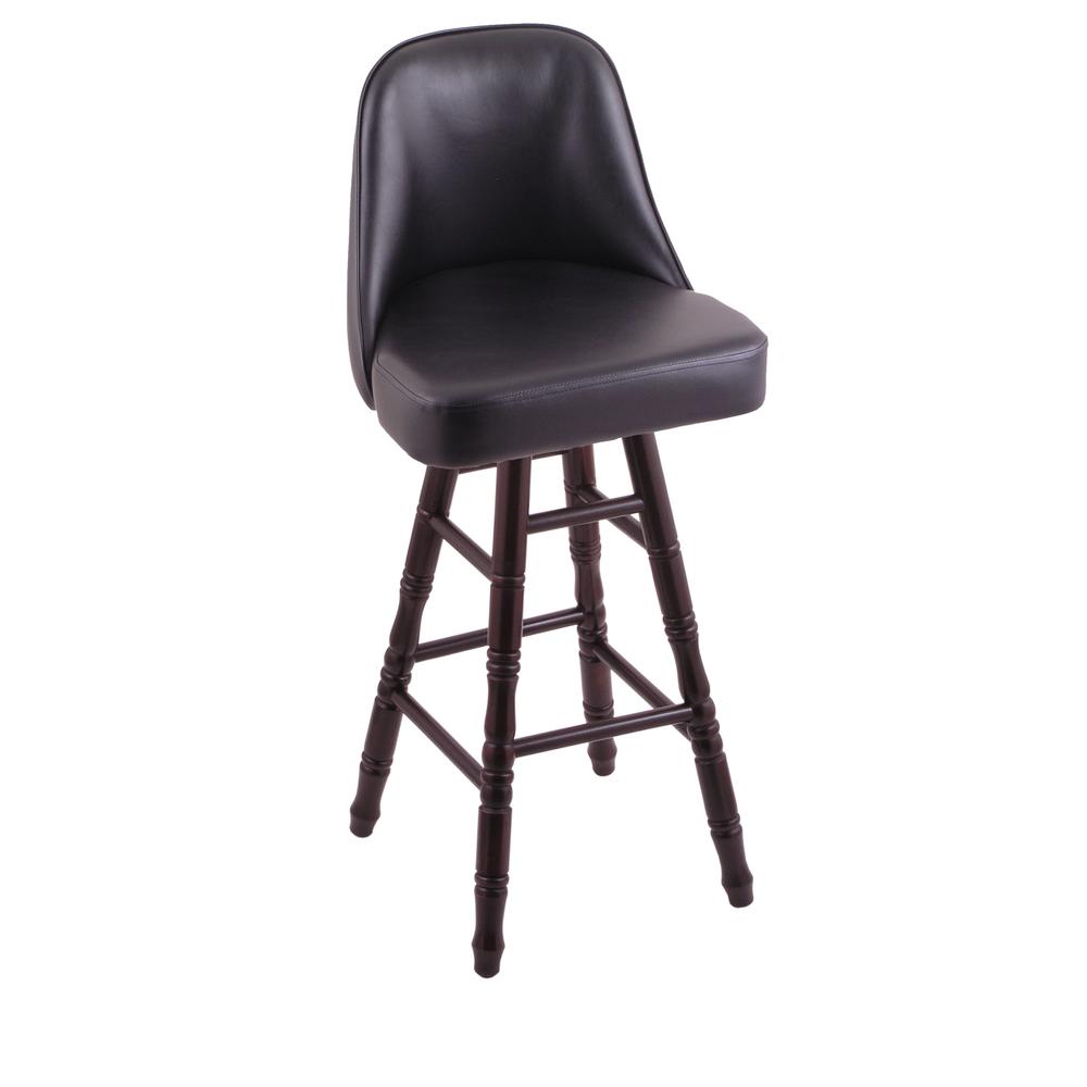 Grizzly 30" Swivel Bar Stool with Turned Maple Legs, Dark Cherry Finish. Picture 1