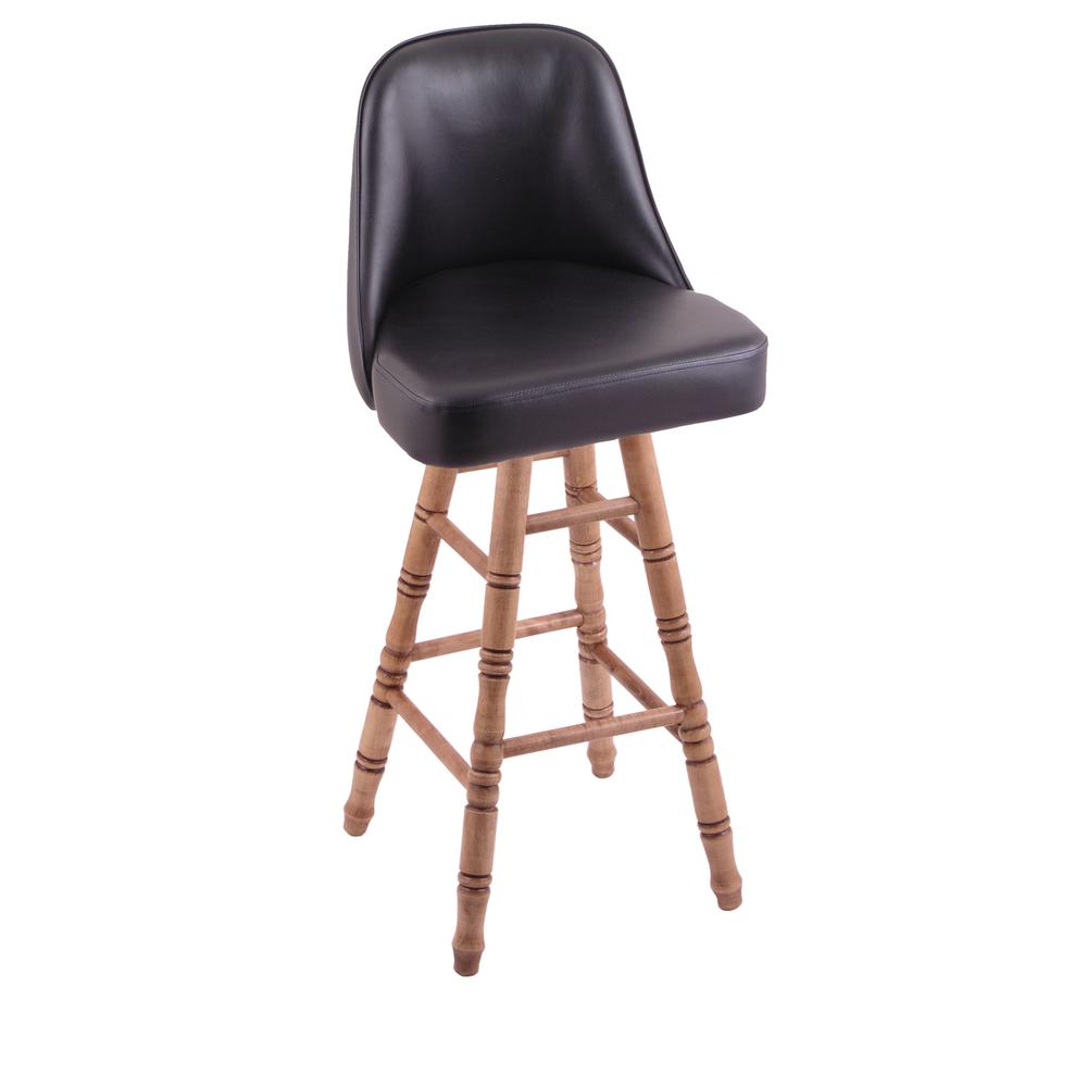 Grizzly 30" Swivel Bar Stool with Turned Maple Legs, Medium Finish. Picture 1