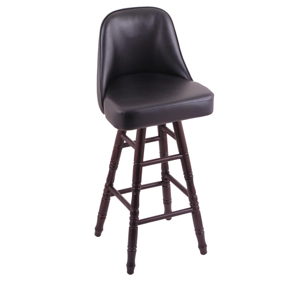 Grizzly 30" Swivel Bar Stool with Turned Oak Legs, Dark Cherry Finish. Picture 1