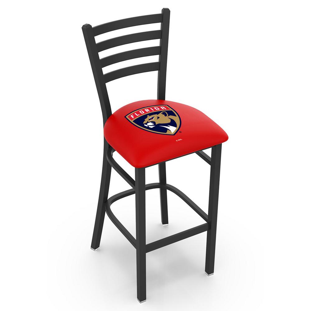 L004 - 30" Black Wrinkle Florida Panthers Stationary Bar Stool with Ladder Style Back by Holland Bar Stool Co.. Picture 1
