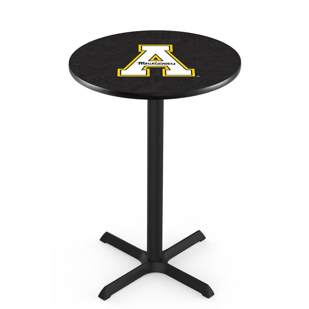 L211 Appalachian State University 36" Tall - 36" Top Pub Table with Black Wrinkle Finish. Picture 1
