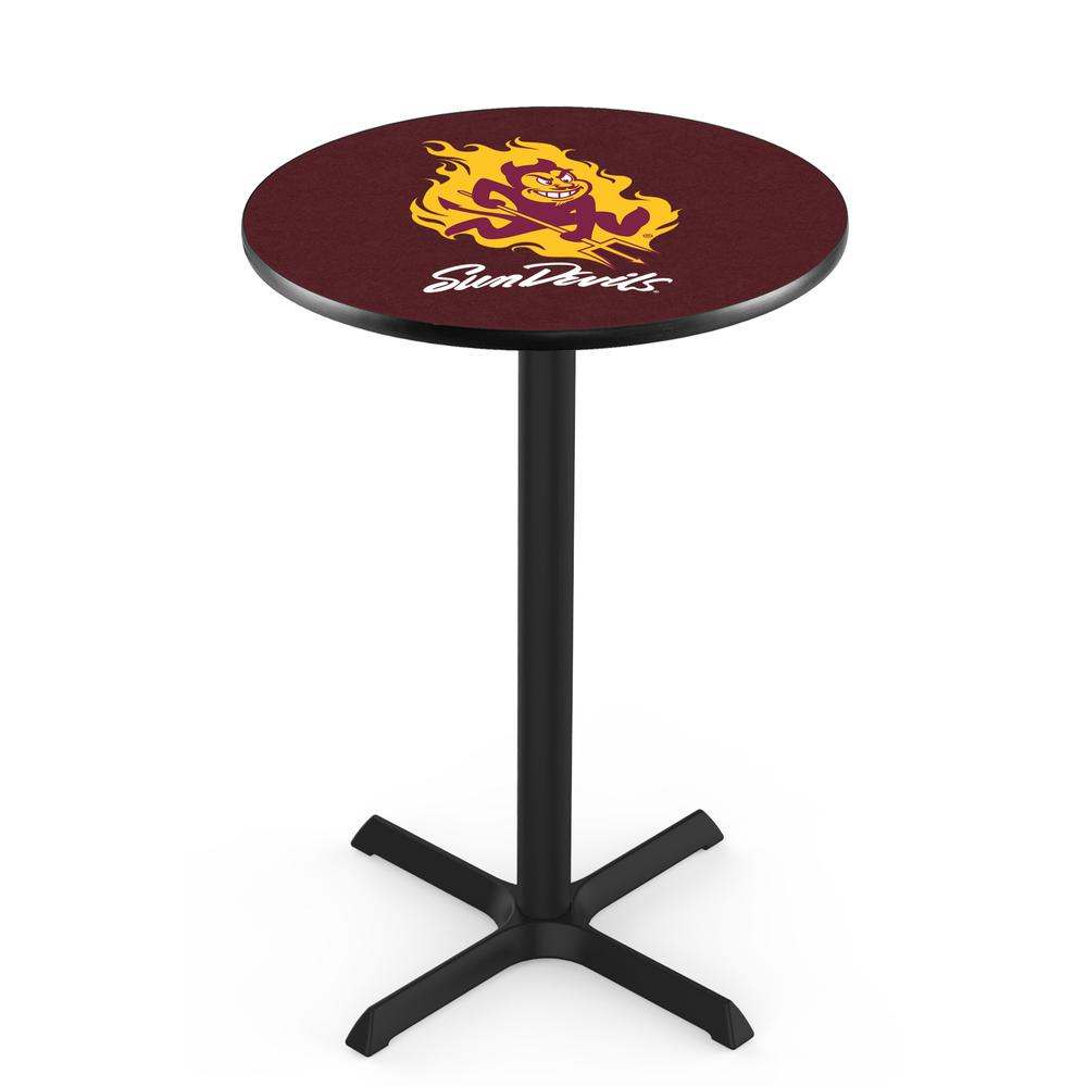 L211 Arizona State University (Sparky) 36" Tall - 36" Top Pub Table with Black Wrinkle Finish. Picture 1