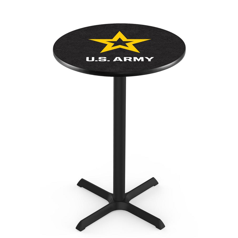 L211 United States Army 36" Tall - 36" Top Pub Table with Black Wrinkle Finish. Picture 1