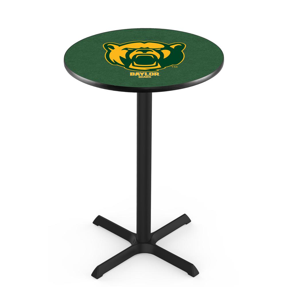 L211 Baylor University 36" Tall - 36" Top Pub Table with Black Wrinkle Finish. Picture 1