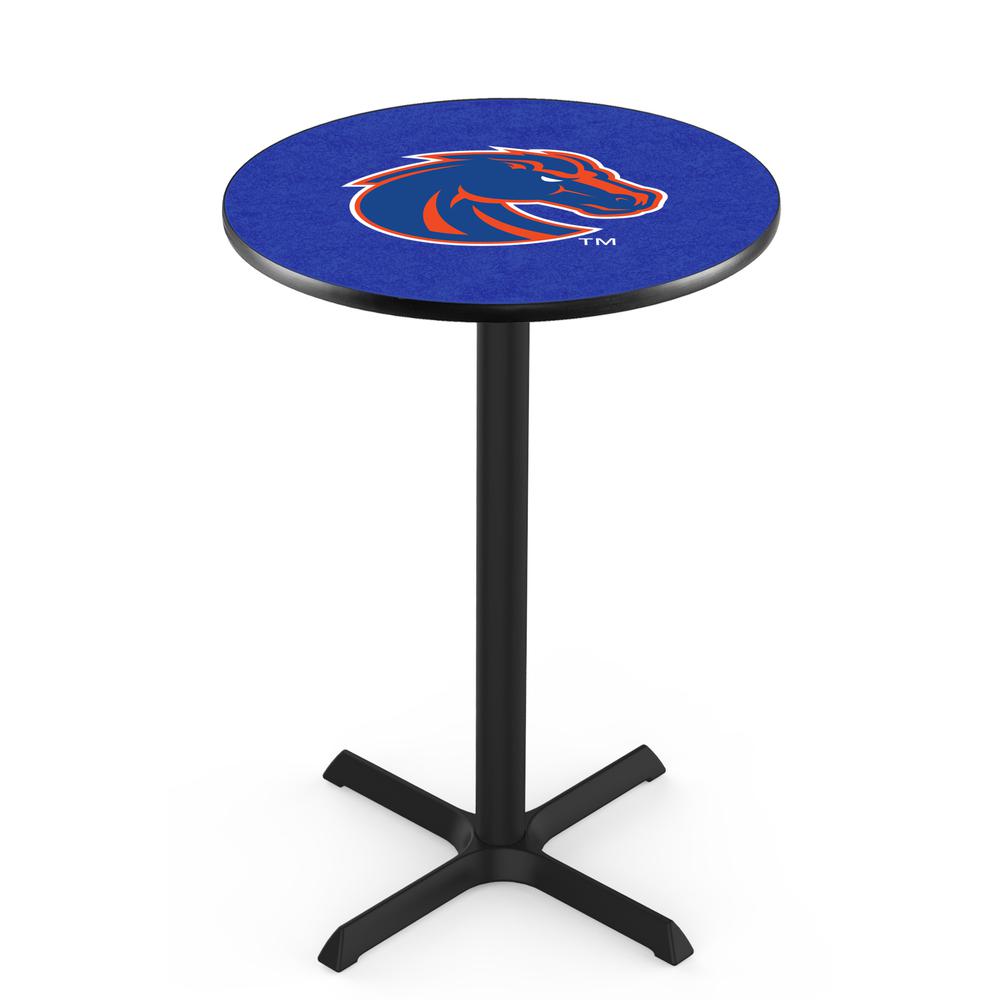 L211 Boise State University 36" Tall - 36" Top Pub Table with Black Wrinkle Finish. Picture 1