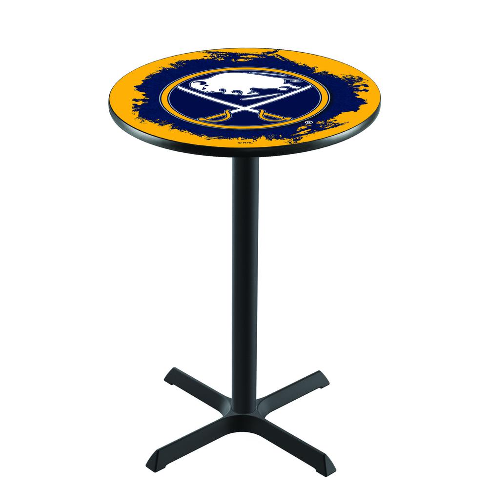 L211 Buffalo Sabres 36" Tall - 36" Top Pub Table with Black Wrinkle Finish (4338). Picture 1